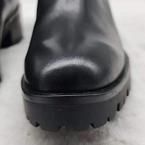 🐉KARL LAGERFELD🐉PORSHAY🐉PARIS BLACK LEATHER CHUNKY LUG SOLE LADIES 6.5 NWOB